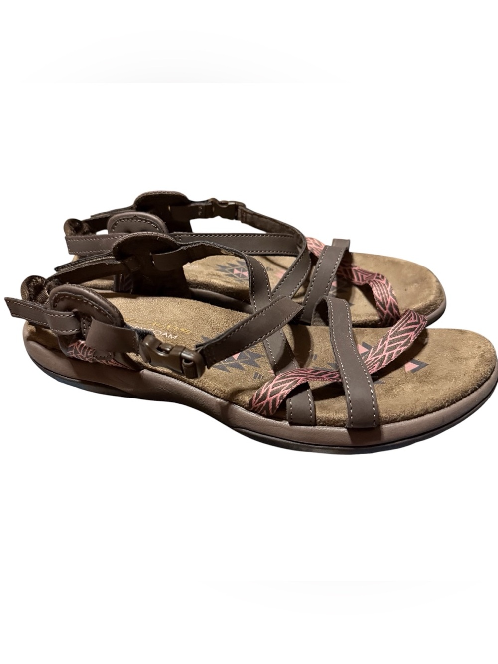 SKECHERS Women's 8 REGGAE SLIM VACAY Strappy Sandals Brown Pink